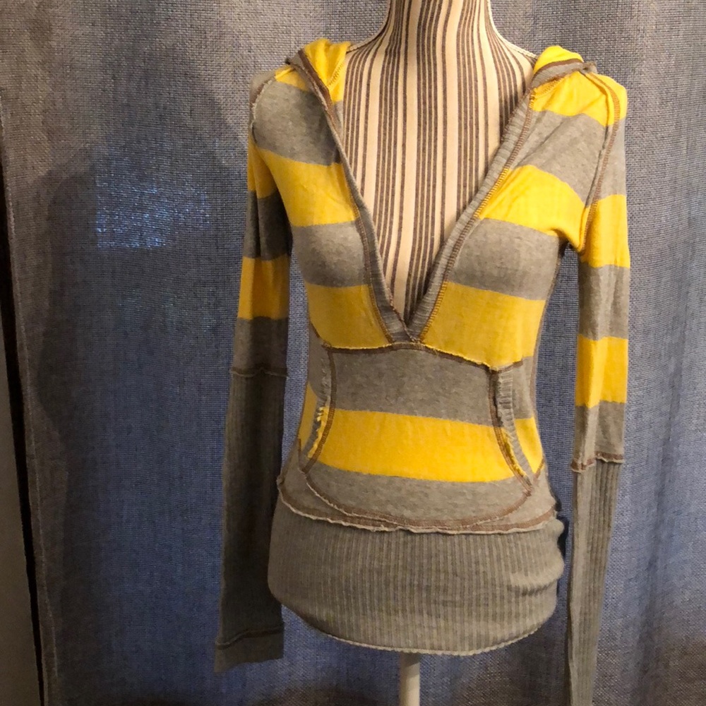 Free People V-Neck Sweater Hoodie